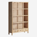 Librería modular de madera de olmo reciclado en color marrón claro