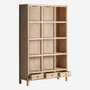 Librería modular de madera de olmo reciclado en color marrón claro