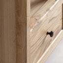 Librería modular de madera de olmo reciclado en color marrón claro – detalle