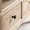 Librería modular de madera de olmo reciclado en color marrón claro – detalle