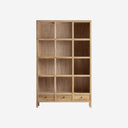 Librería modular de madera de olmo reciclado en color marrón claro
