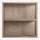 Librería modular de madera de pino reciclado y cristal en color marrón