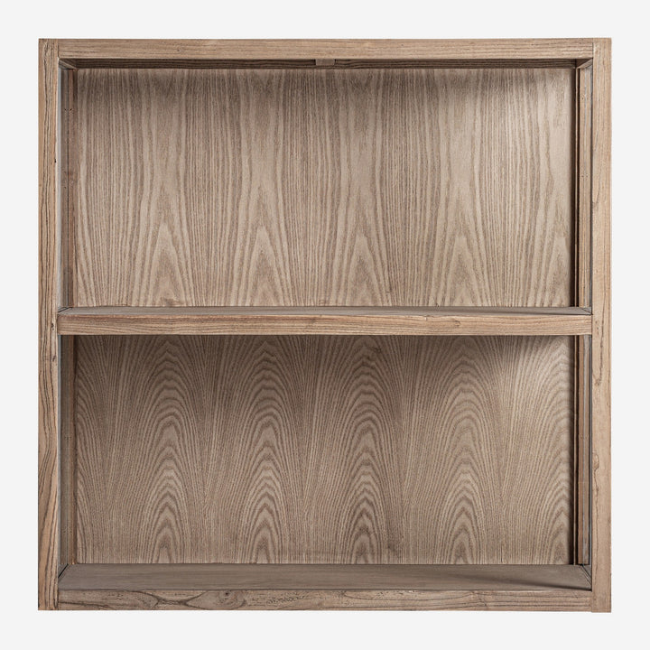 Librería modular de madera de pino reciclado y cristal en color marrón