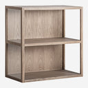 Librería modular de madera de pino reciclado y cristal en color marrón