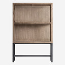 Librería modular de madera de pino reciclado y cristal en color marrón