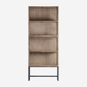 Librería modular de madera de pino reciclado y cristal en color marrón