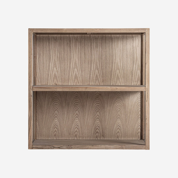 Librería modular de madera de pino reciclado y cristal en color marrón