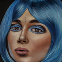 Lienzo de lienzo en tonos azules – detalle