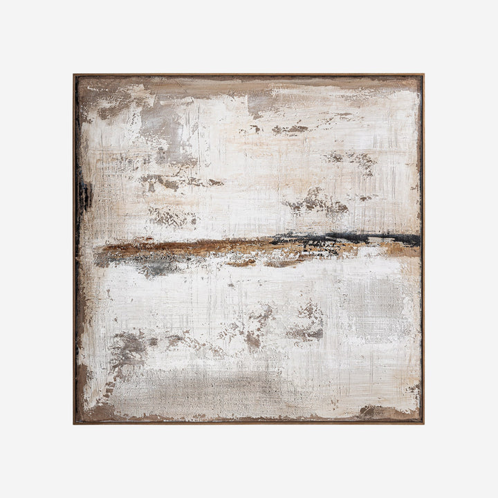 Lienzo de lienzo en tonos marrones de líneas contemporáneas 120 x 120 cm