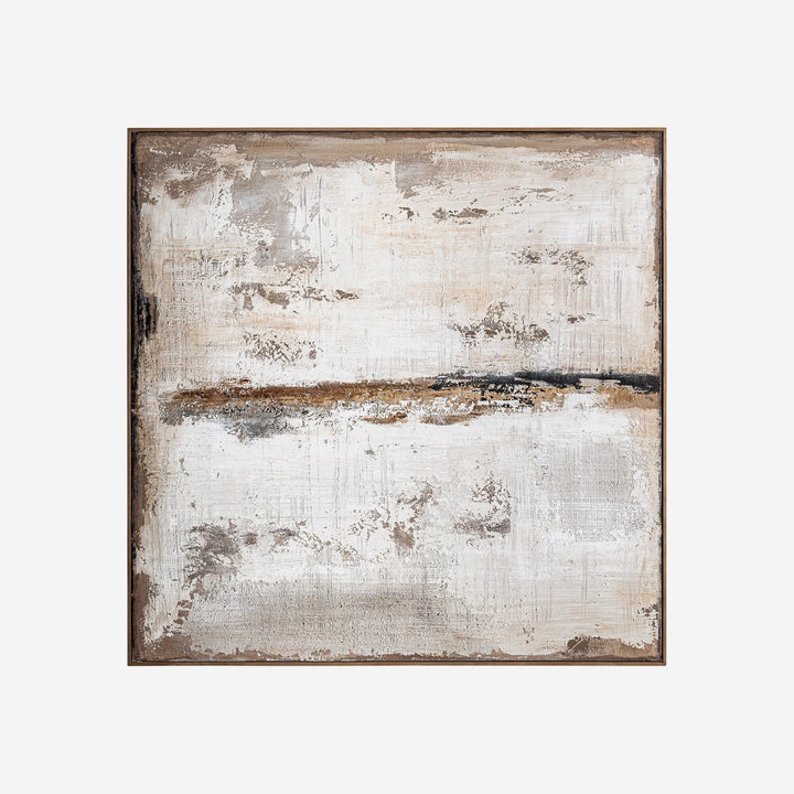 Lienzo de lienzo en tonos marrones de líneas contemporáneas 120 x 120 cm