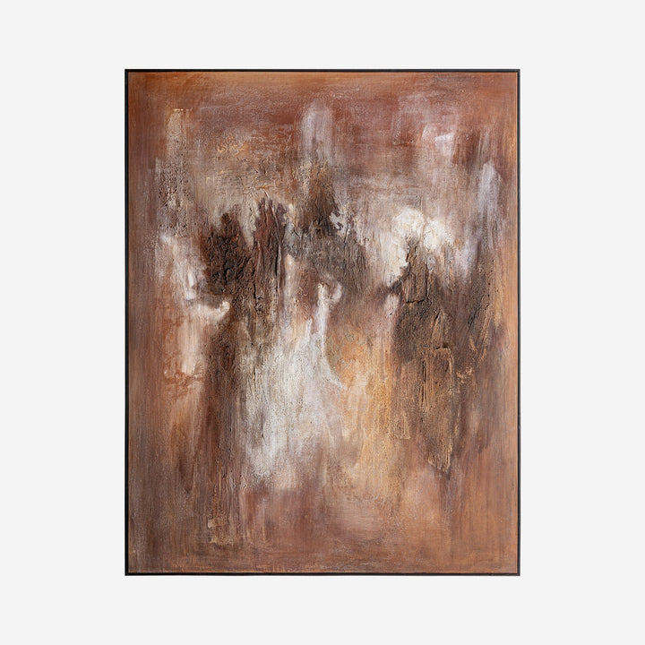 Lienzo de lienzo y madera de pino en tonos marrones 140 x 180 cm