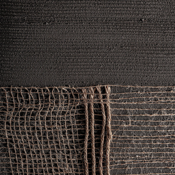 Lienzo de lienzo y madera de pino en tonos marrones de estilo boho 120 x 120 cm – detalle