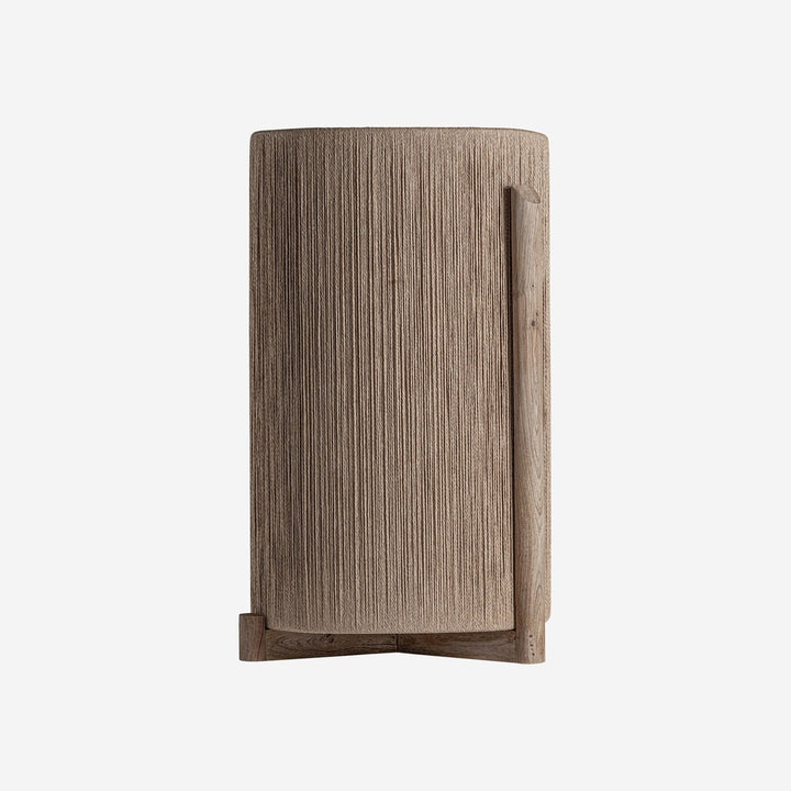 Macetero de madera de mango y rafia en color marrón