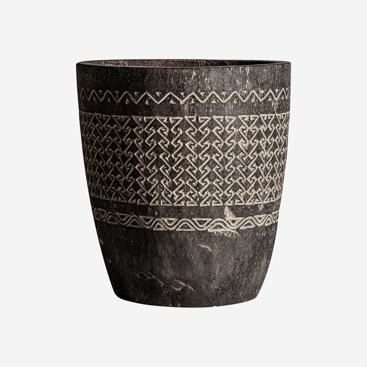 Macetero de madera de palma en tonos marrones