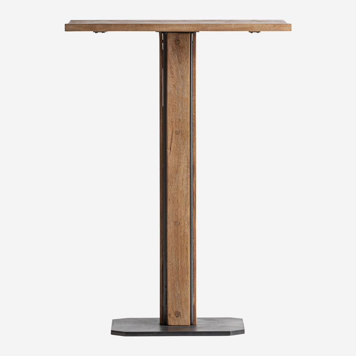 Mesa alta de bar de madera de mango y hierro en color marrón claro