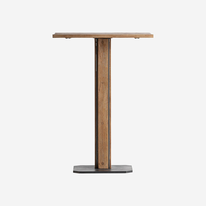 Mesa alta de bar de madera de mango y hierro en color marrón claro
