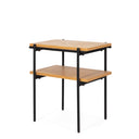 Mesa auxiliar de madera natural y patas de metal, 50 x 30 cm, foto de producto