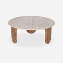 Mesa auxiliar redonda de mármol natural, 90 x 90 cm x 38 cm de alto