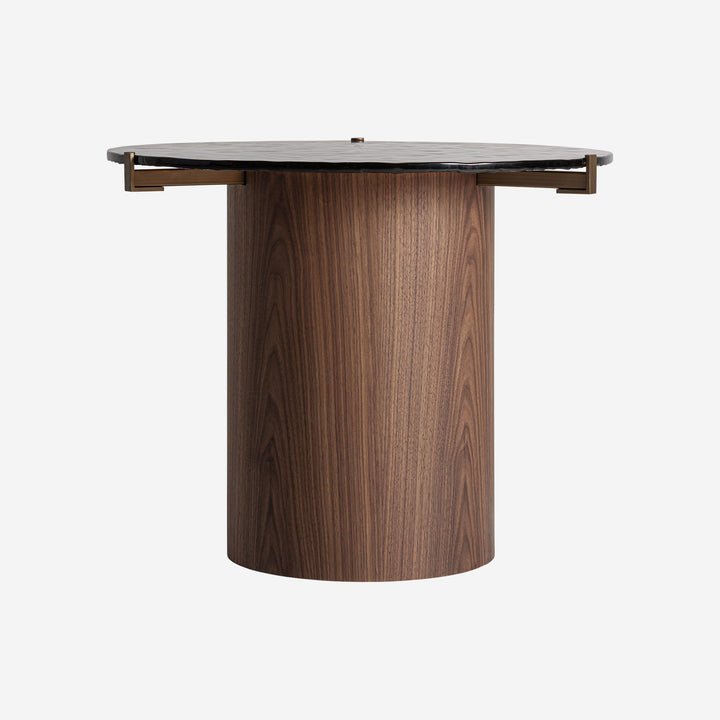 Mesa auxiliar de madera contrachapada y cristal en color marrón