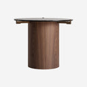 Mesa auxiliar de madera contrachapada y cristal en color marrón