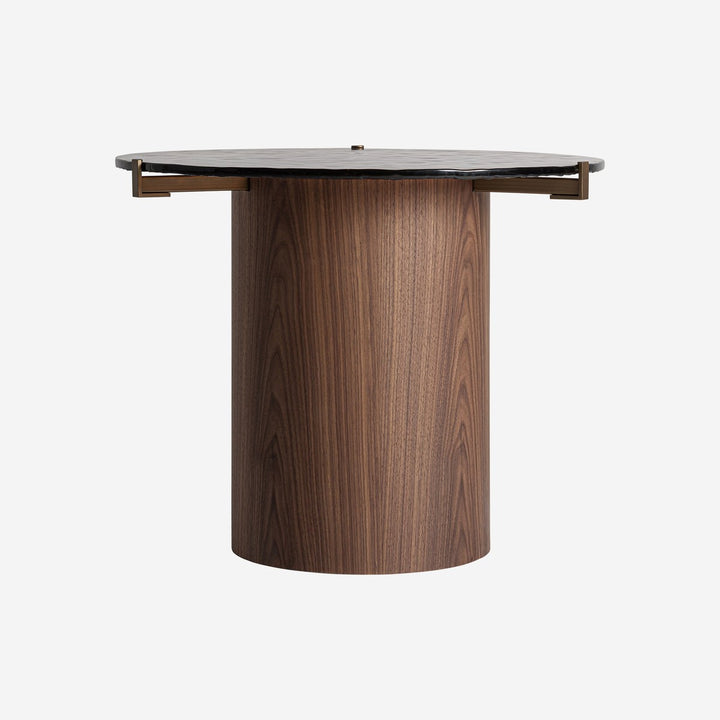 Mesa auxiliar de madera contrachapada y cristal en color marrón