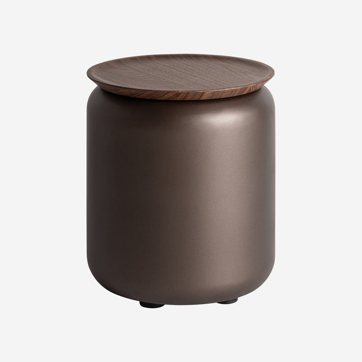 Mesa auxiliar de madera contrachapada y MDF en tonos marrones