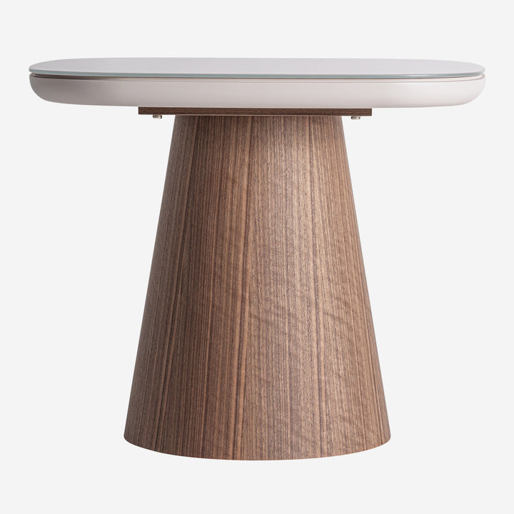 Mesa auxiliar de madera de fresno y cristal en color marrón