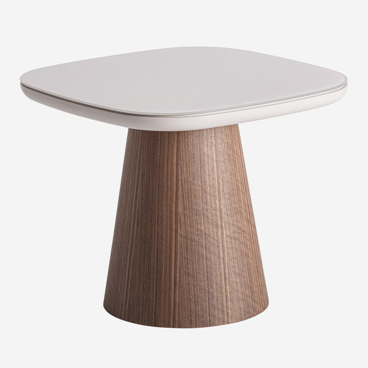 Mesa auxiliar de madera de fresno y cristal en color marrón