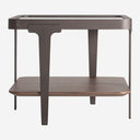 Mesa auxiliar de madera de fresno y cristal en color marrón – Diseño 2