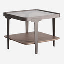 Mesa auxiliar de madera de fresno y cristal en color marrón – Diseño 2