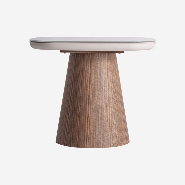 Mesa auxiliar de madera de fresno y cristal en color marrón
