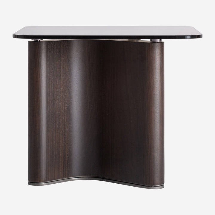 Mesa auxiliar de madera de fresno y cristal en color negro