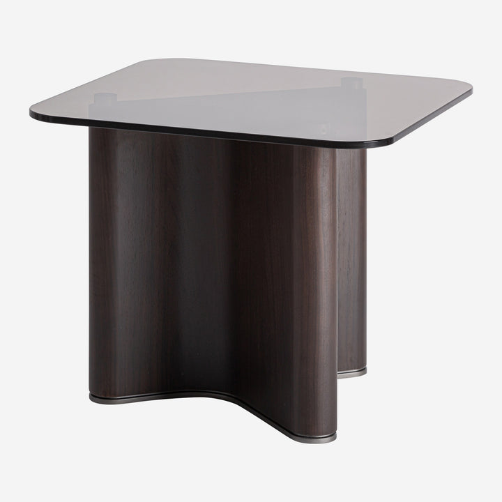 Mesa auxiliar de madera de fresno y cristal en color negro