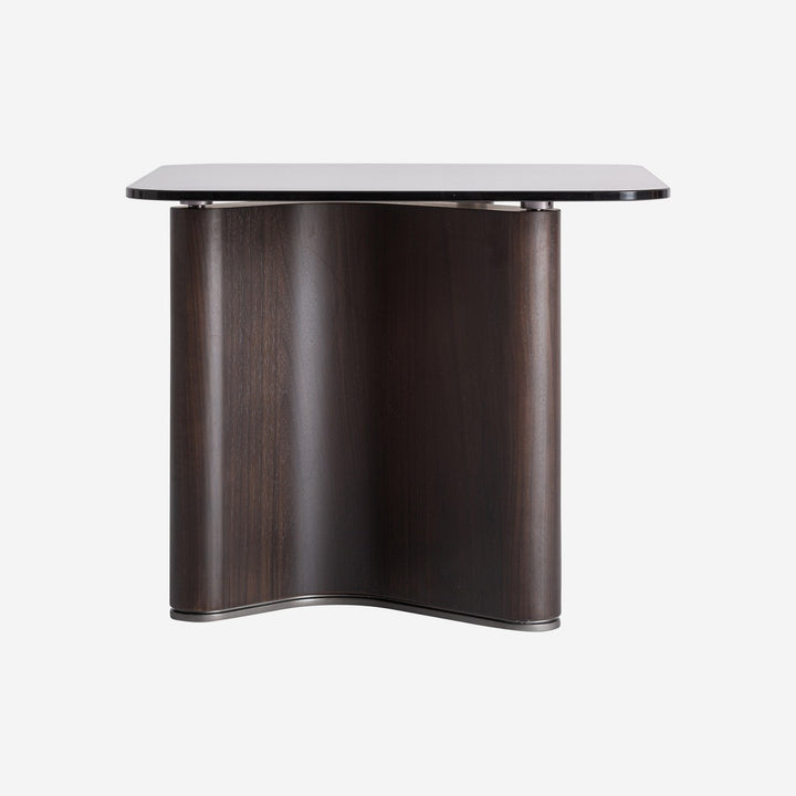 Mesa auxiliar de madera de fresno y cristal en color negro