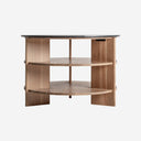 Mesa auxiliar de madera de mango de líneas contemporáneas – Diseño 2 / Marrón / 100 x 100 x 68 cm