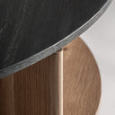 Mesa auxiliar de madera de mango de líneas contemporáneas – Diseño 2 / Marrón / 100 x 100 x 68 cm – detalle