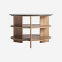 Mesa auxiliar de madera de mango de líneas contemporáneas – Diseño 3 / Marrón / 100 x 100 x 68 cm