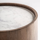 Mesa auxiliar de madera de mango y mármol en color marrón – detalle