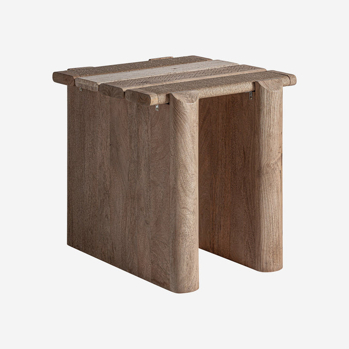 Mesa auxiliar de madera de mango y mármol en color marrón claro