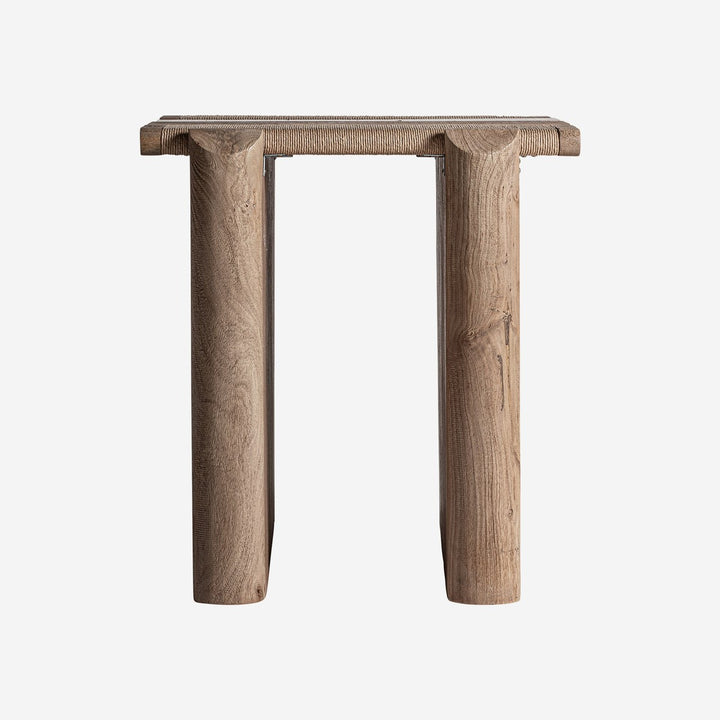 Mesa auxiliar de madera de mango y mármol en color marrón claro
