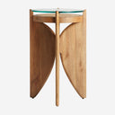 Mesa auxiliar de madera de mango y vidrio en color marrón