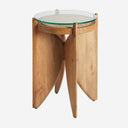Mesa auxiliar de madera de mango y vidrio en color marrón