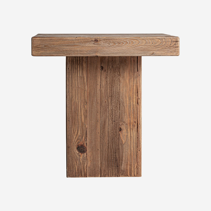 Mesa auxiliar de madera de pino reciclado en color marrón envejecido