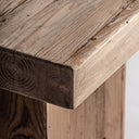 Mesa auxiliar de madera de pino reciclado en color marrón envejecido – detalle