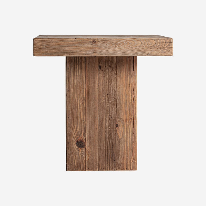 Mesa auxiliar de madera de pino reciclado en color marrón envejecido