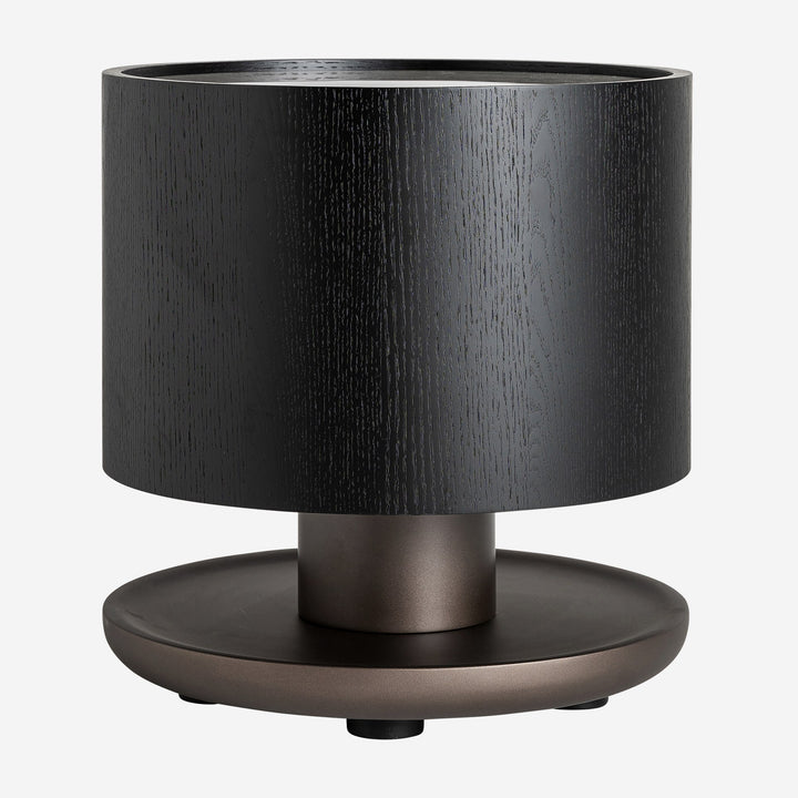 Mesa auxiliar de madera de roble y cerámica en color negro
