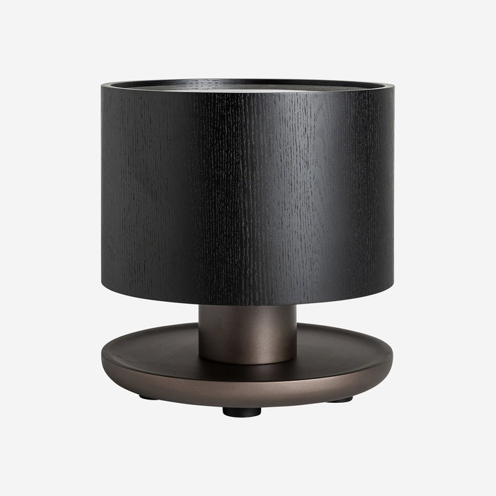Mesa auxiliar de madera de roble y cerámica en color negro