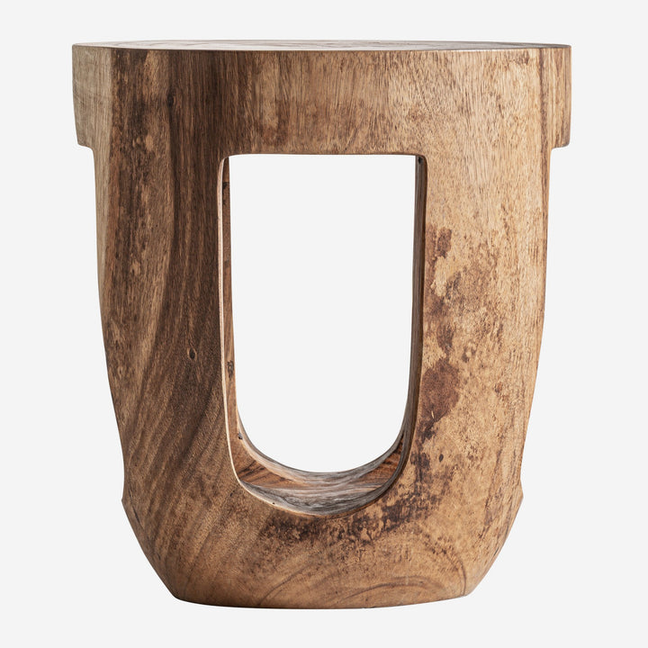 Mesa auxiliar de madera de suar en color marrón 49 x 55 cm