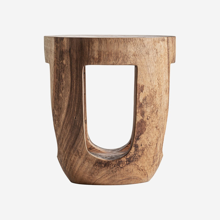 Mesa auxiliar de madera de suar en color marrón 49 x 55 cm