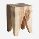 Mesa auxiliar de madera de suar en color marrón de aire étnico 30 x 45 cm – Diseño 2